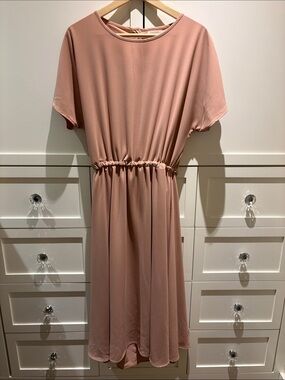 Oak + Fort Elegant Blush Drawstring Waist Midi Dress